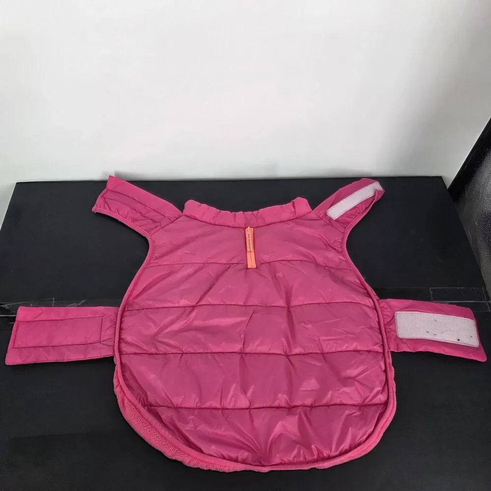 Dog Coat Jacket Medium Pink Quilted Nylon Fleece Lined Pet Vest Winter
